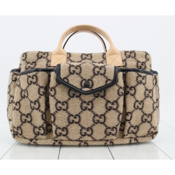 Gucci Handbags - GUCCI Handbag Wool GG logo top handle bag red interior authentic EUC